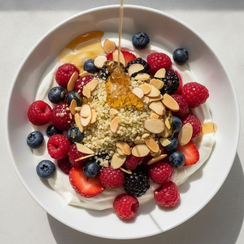 Greek Yogurt Protein Parfait with Mixed Berries