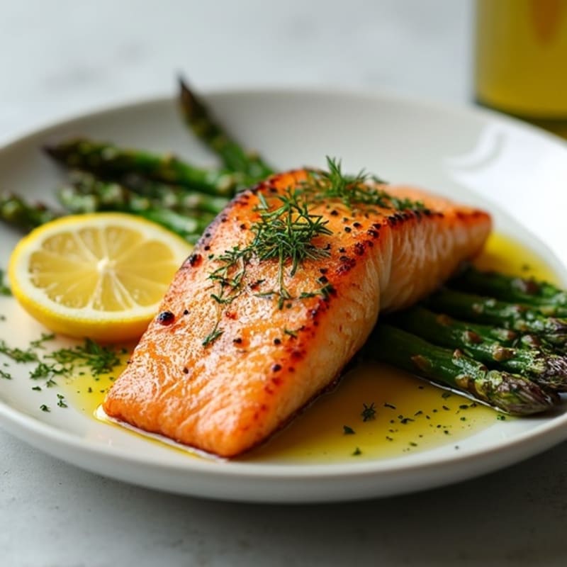Lemon Herb Grilled Salmon with Roasted Asparagus