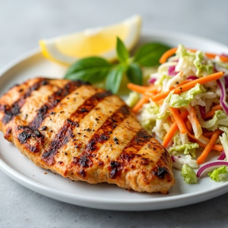Grilled Chicken Breast with Crunchy Cabbage Slaw
