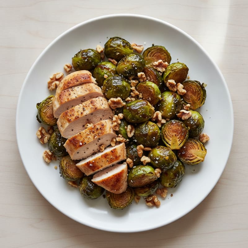 Balsamic Glazed Brussels Sprouts with Seared Chicken