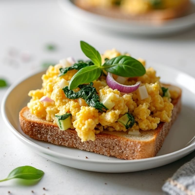Protein-Packed Cottage Cheese Scramble on Toasted Sourdough