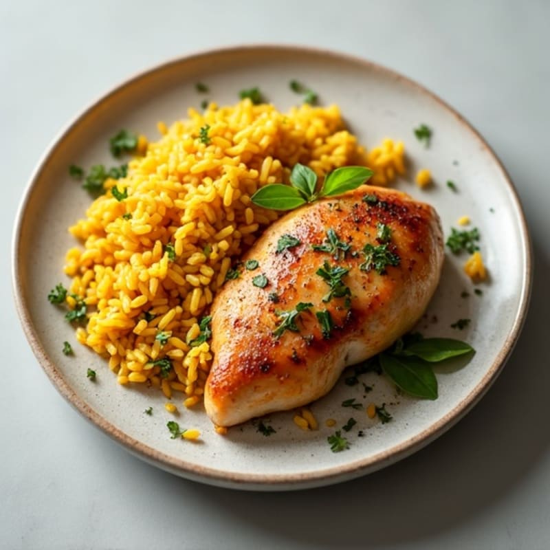 Herb-Roasted Chicken with Fragrant Turmeric Rice