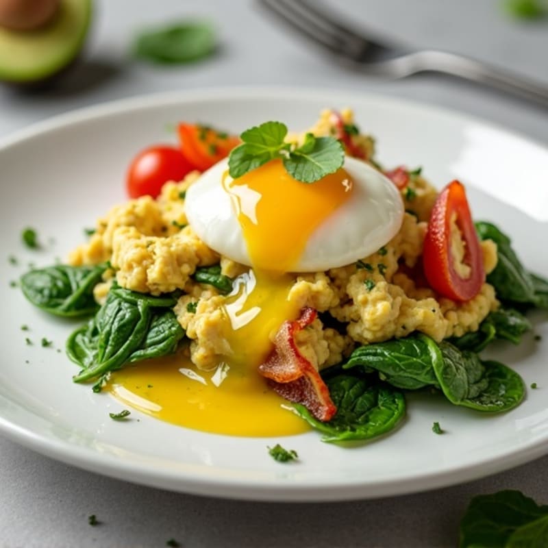 Egg White Scramble with Spinach and Turkey Bacon