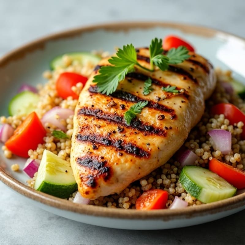 Grilled Chicken Breast with Crunchy Quinoa Salad