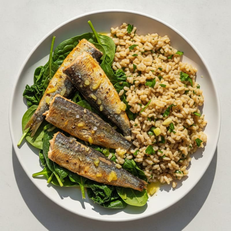 Pan-Seared Sardines with Lemon-Herb Rice