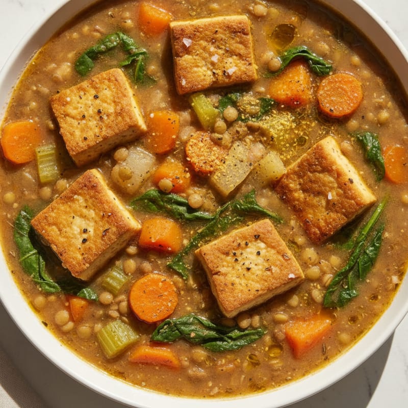 Hearty Roasted Vegetable and Lentil Soup