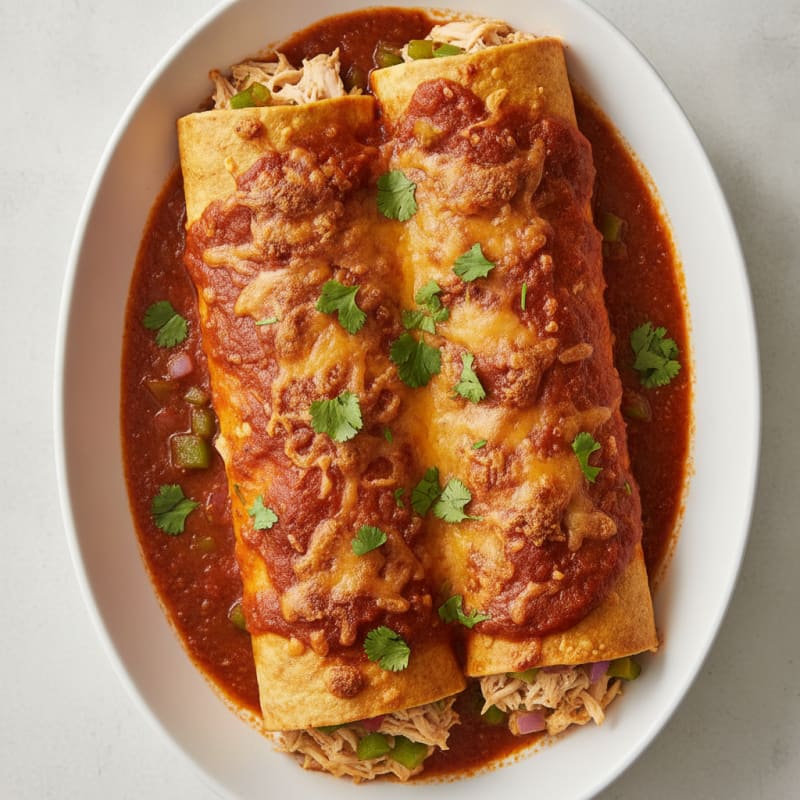 Chicken Enchiladas with Red Chili Sauce