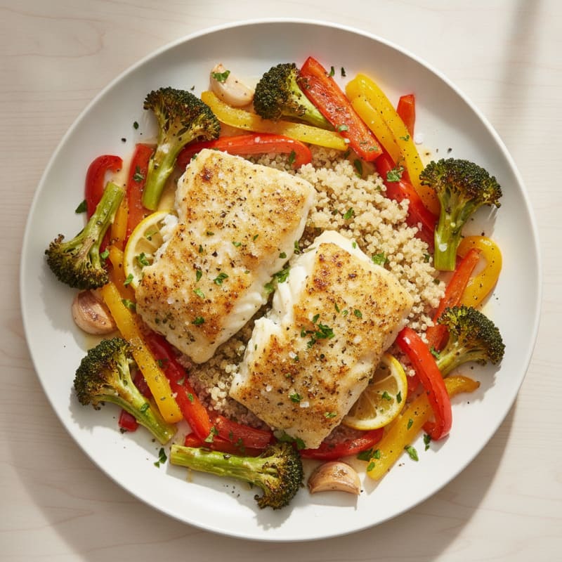 Lemon-Herb Baked Cod with Roasted Vegetables