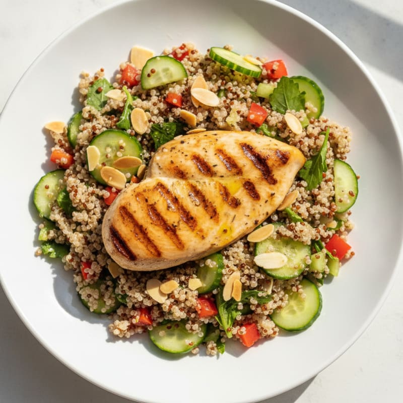 Grilled Chicken Breast with Crunchy Quinoa Salad