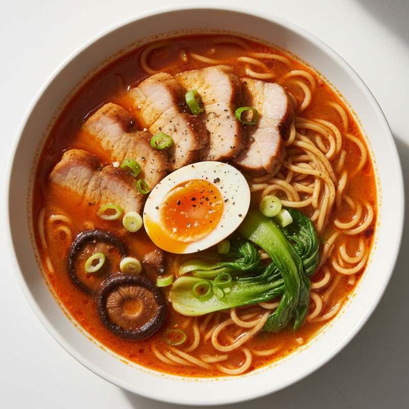 Sriracha Pork Ramen with Jammy Egg