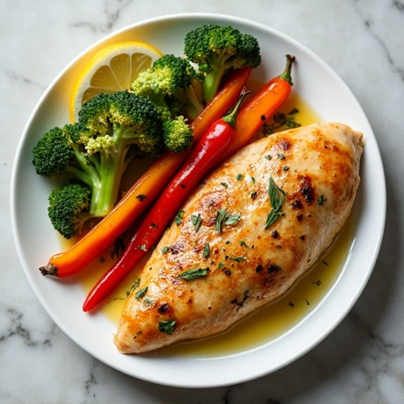 Sheet Pan Lemon Herb Chicken with Roasted Broccoli and Bell Peppers