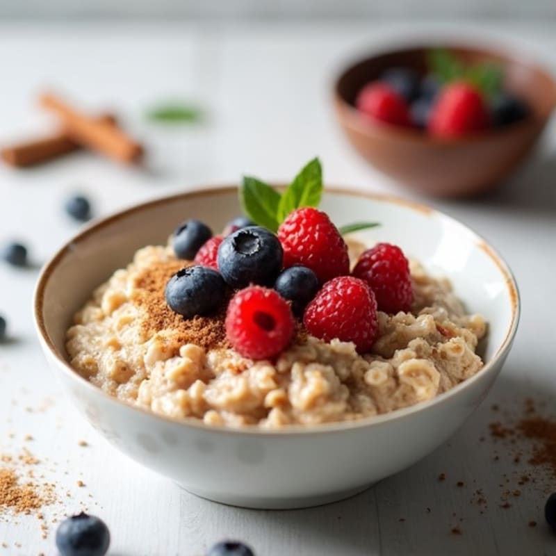 Cinnamon-Vanilla Protein Oats with Fresh Berries
