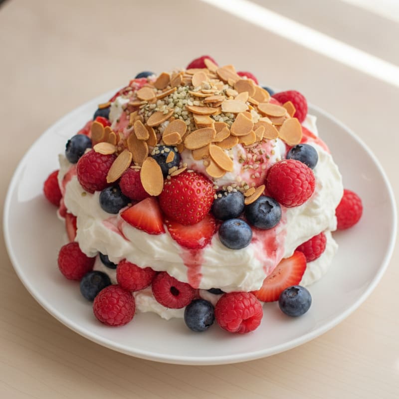 Greek Yogurt Protein Parfait with Mixed Berries and Almonds