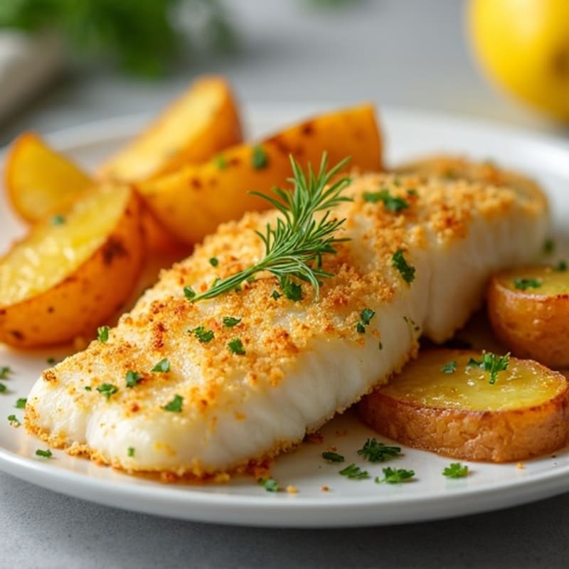 Crispy Baked Lemon-Herb Fish with Crispy Baked Potato Wedges