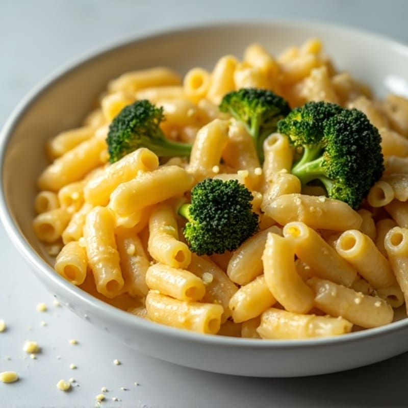Creamy High-Protein Mac and Cheese with Crispy Roasted Broccoli