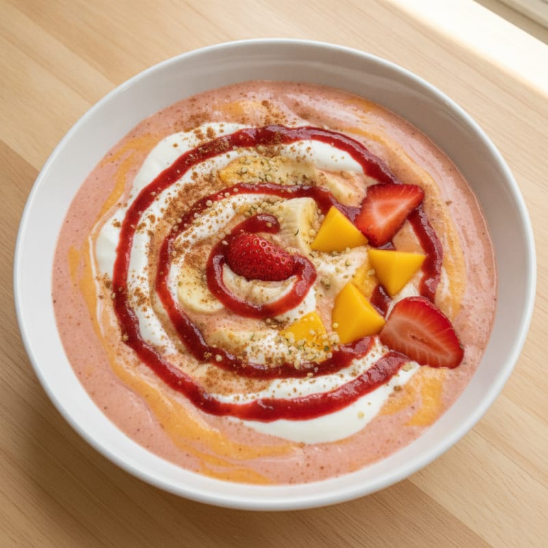 Strawberry Banana Mango Protein Smoothie