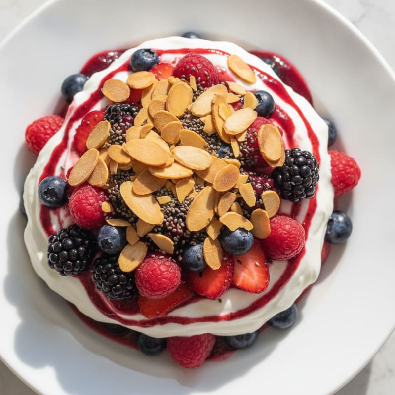 Greek Yogurt Protein Parfait with Mixed Berries