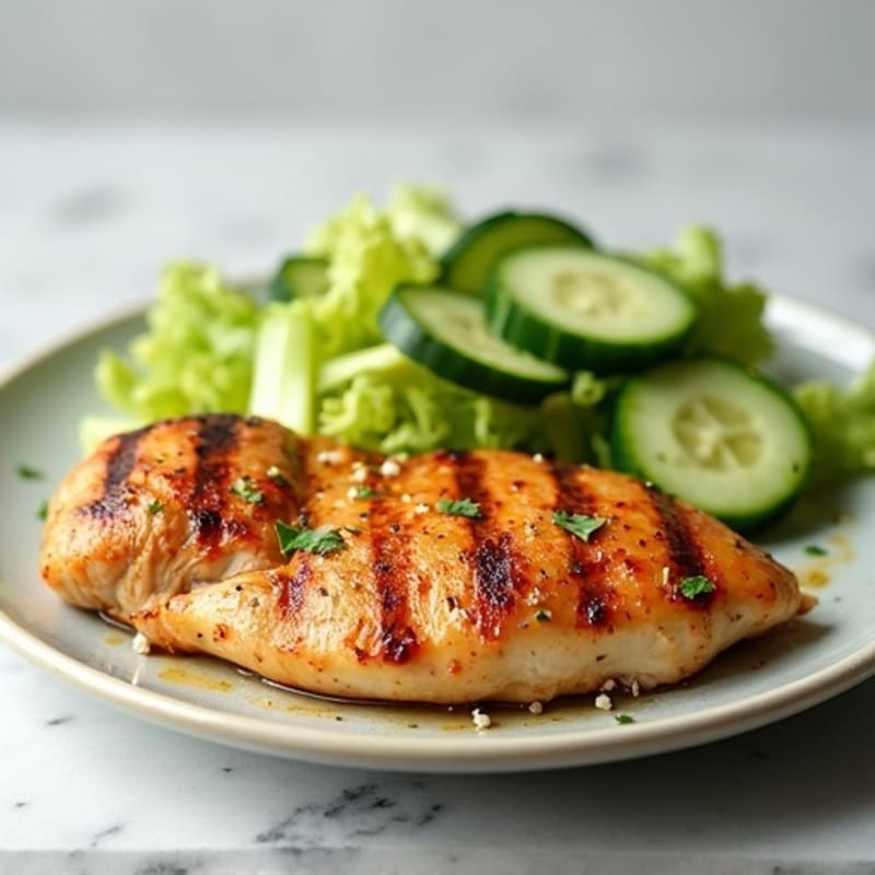 Grilled Chicken with Crispy Cucumber and Celery Salad