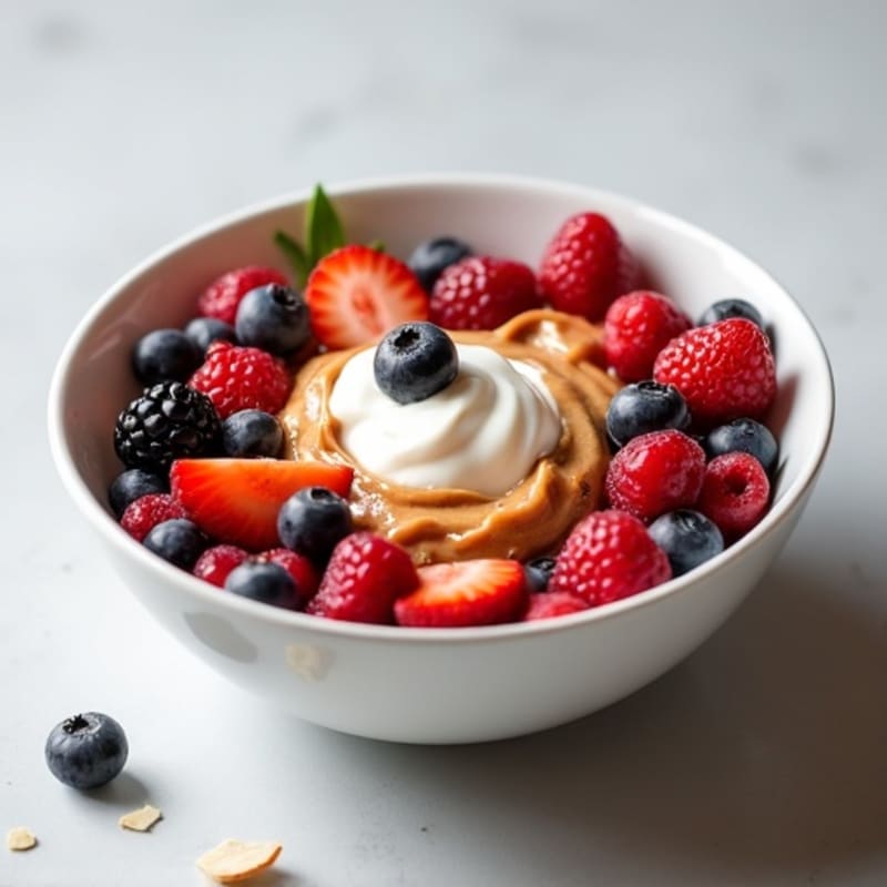 Creamy Greek Yogurt with Fresh Berries and Almond Butter