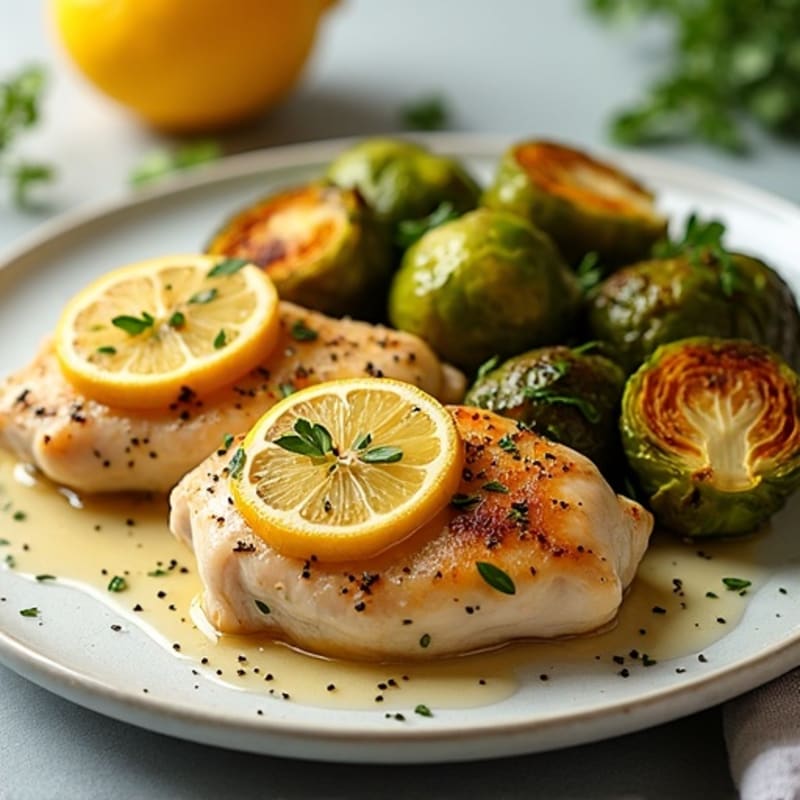 Lemon Herb Roasted Chicken with Crispy Brussels Sprouts