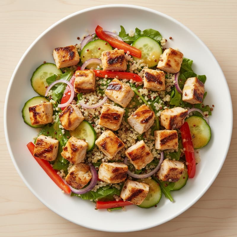 Grilled Chicken and Quinoa Salad with Crunchy Vegetables