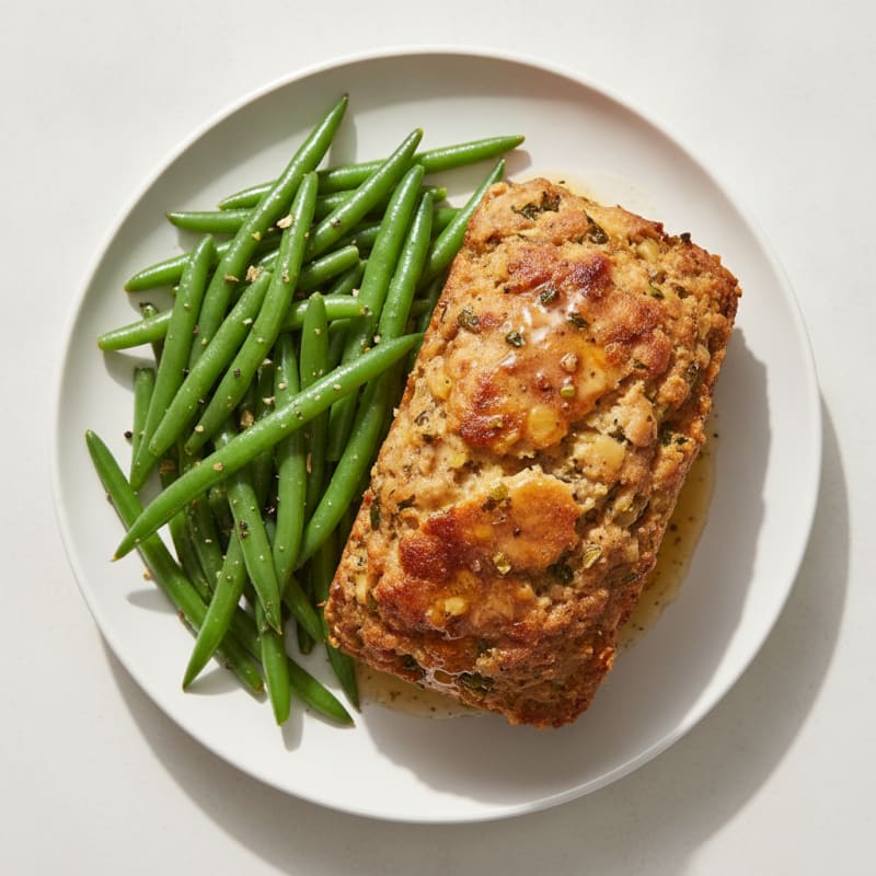 Roasted Chicken Meatloaf with Green Beans
