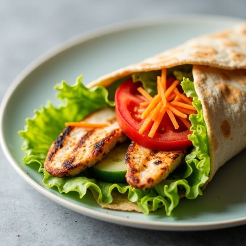 Grilled Chicken and Fresh Crunchy Veggie Wrap