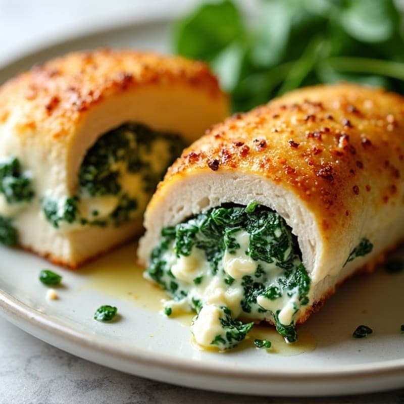Baked Creamy Stuffed Chicken with Spinach and Feta