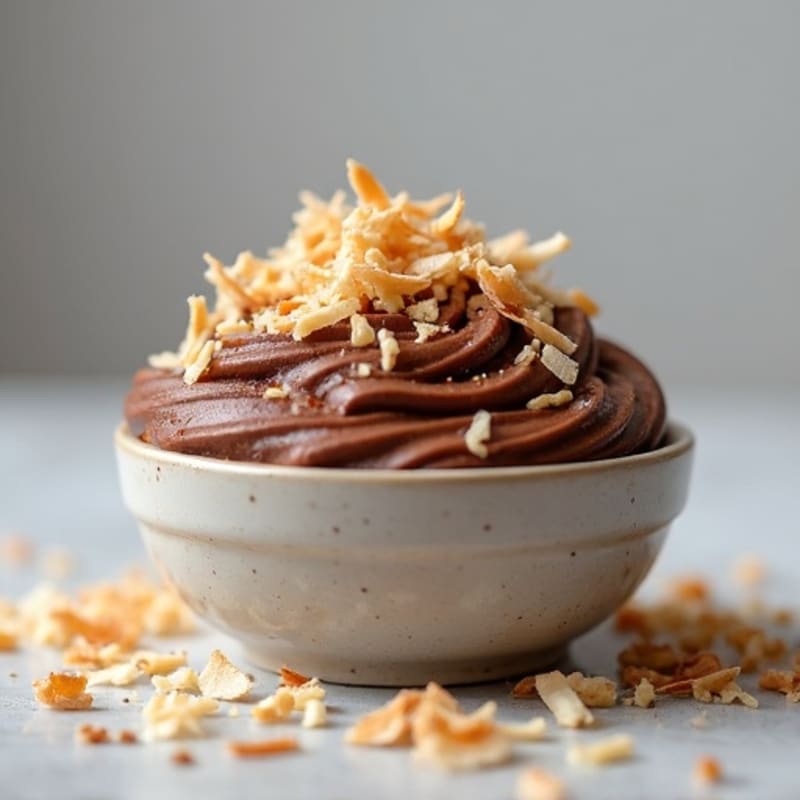 Chocolate Protein Chia Pudding with Toasted Coconut