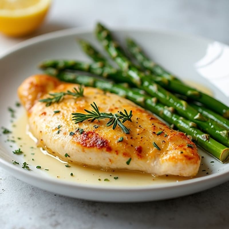 Lemon Herb Roasted Chicken with Crispy Asparagus