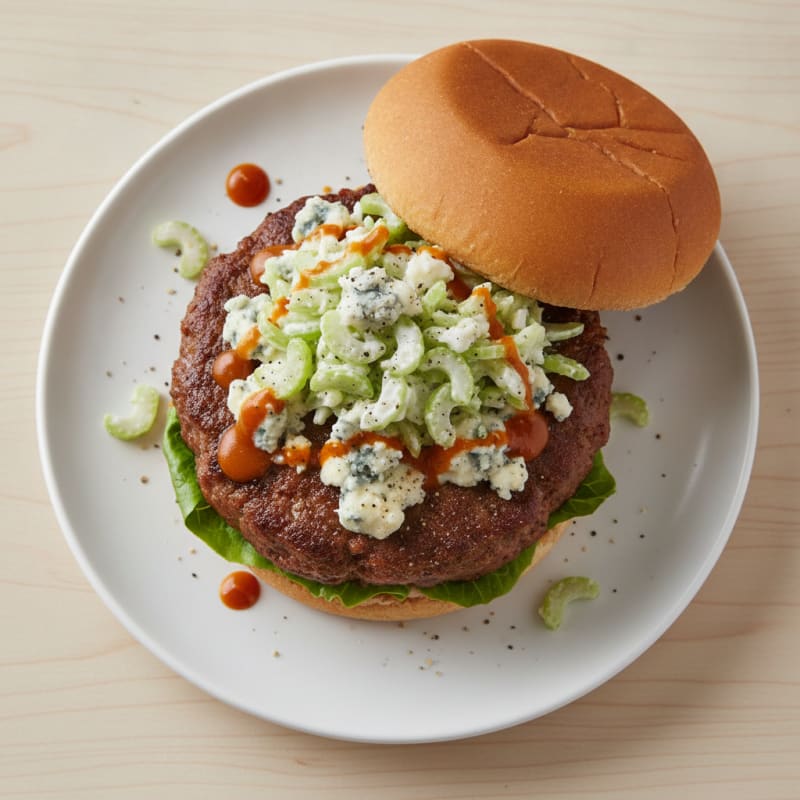 Buffalo Blue Cheese Burger with Celery Slaw