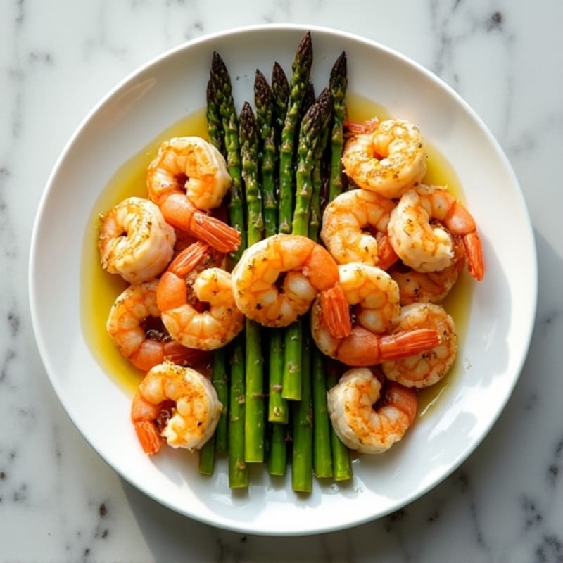 Pan-Seared Garlic Shrimp with Roasted Asparagus