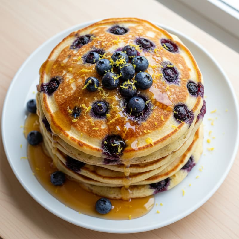 Blueberry Ricotta Pancakes with Lemon Zest