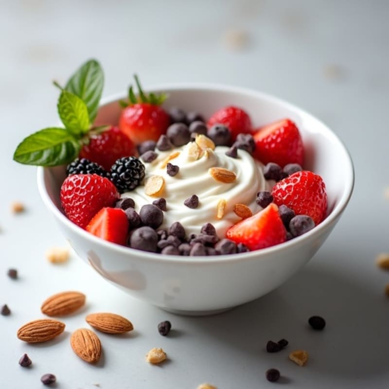 Creamy Greek Yogurt Bowl with Fresh Berries and Dairy-Free Chocolate Chips