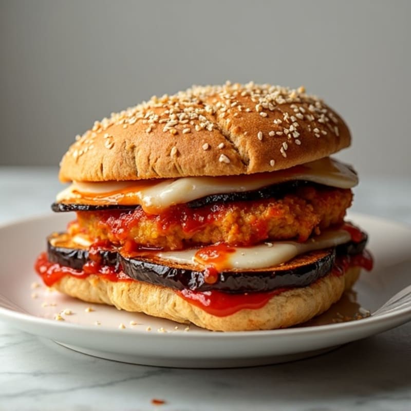 Crispy Baked Eggplant Parmesan Sandwich