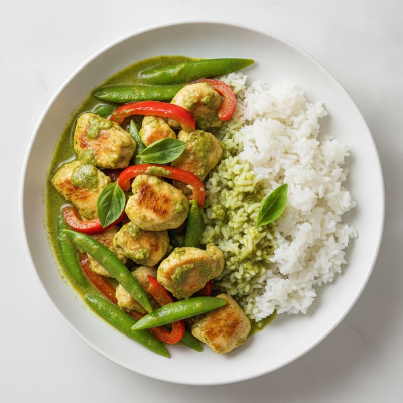 Green Curry Chicken with Coconut Rice
