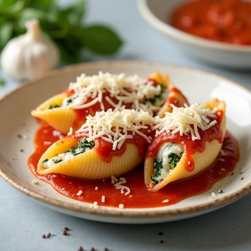 Baked Creamy Spinach Ricotta Stuffed Shells