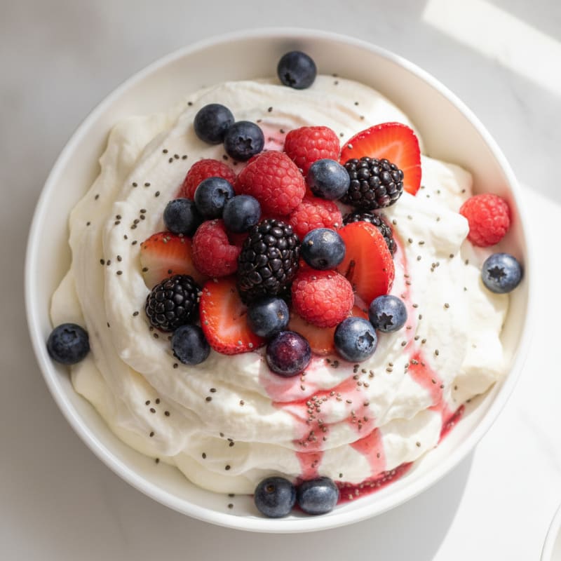 Greek Yogurt Protein Mousse with Mixed Berries