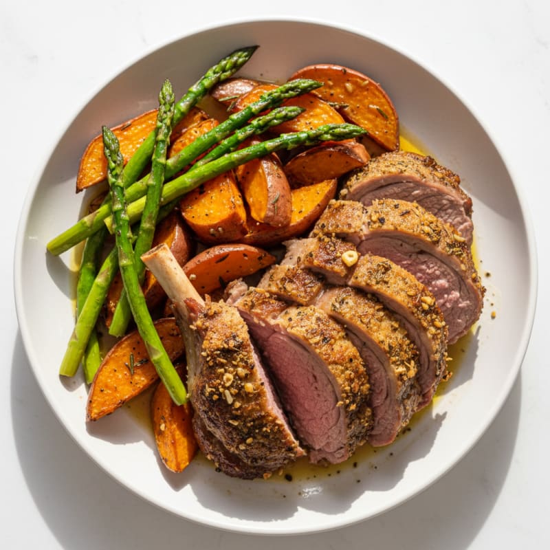 Tender Roasted Lamb with Caramelized Sweet Potatoes