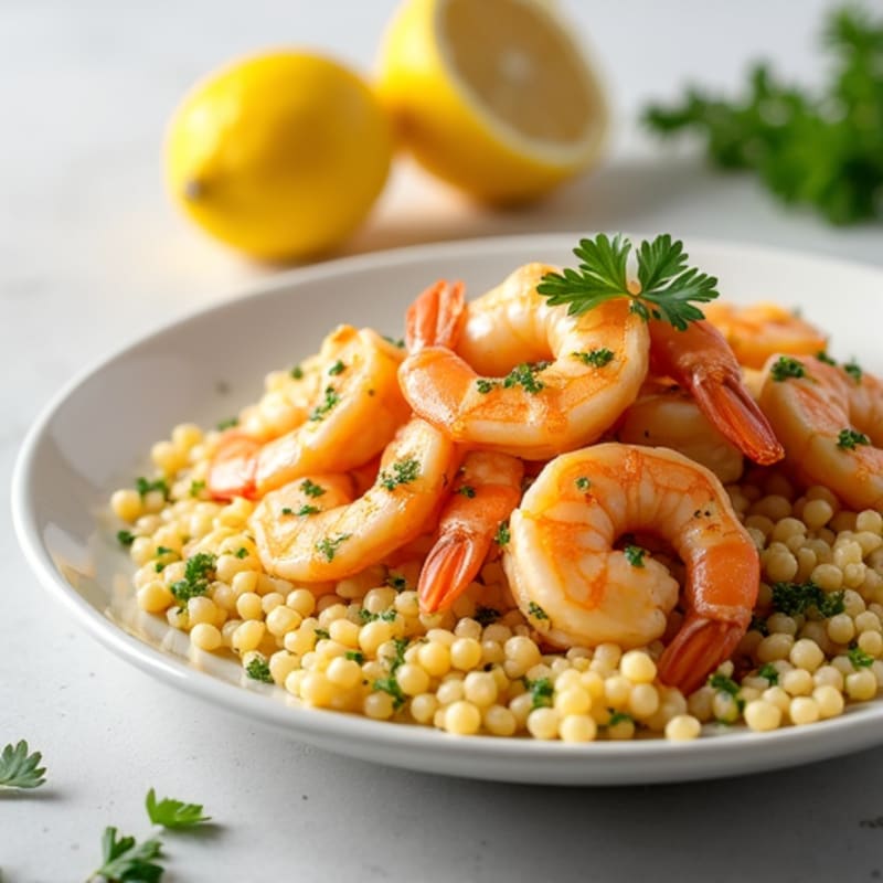 Lemon-Garlic Shrimp with Pearl Couscous