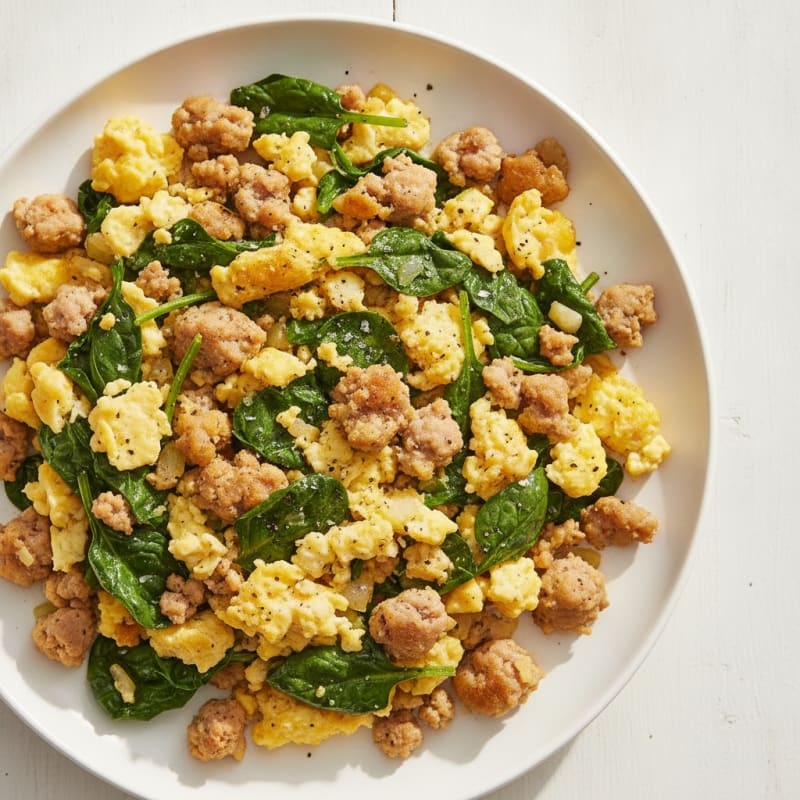 Sausage and Egg Scramble with Spinach