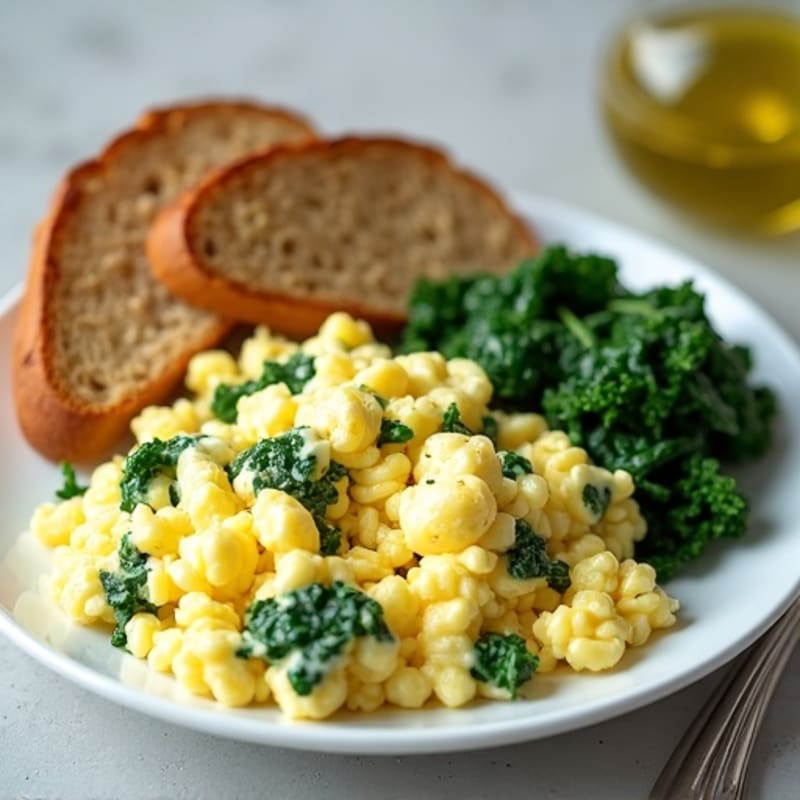Egg White and Spinach Scramble with Cottage Cheese