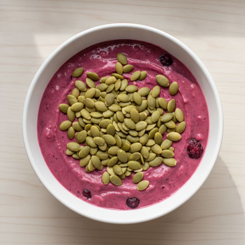 Silky Tofu Berry Smoothie Bowl with Pumpkin Seeds