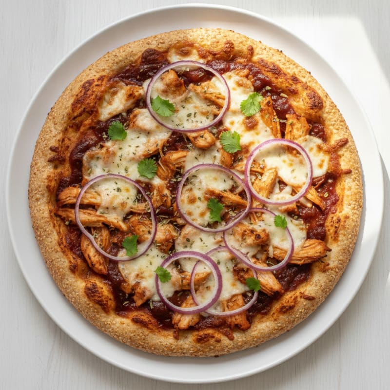 High-Protein BBQ Chicken Pizza with Red Onion
