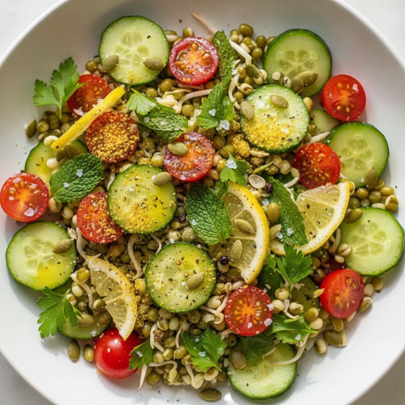 Raw Vegan Sprouted Mung Bean Salad