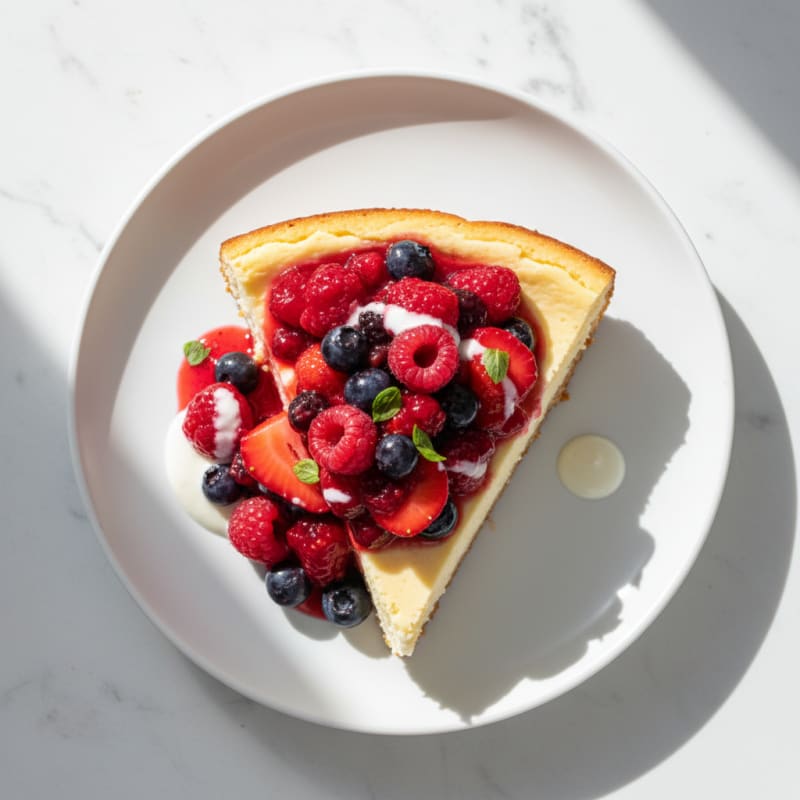 Greek Yogurt Protein Cheesecake with Mixed Berries