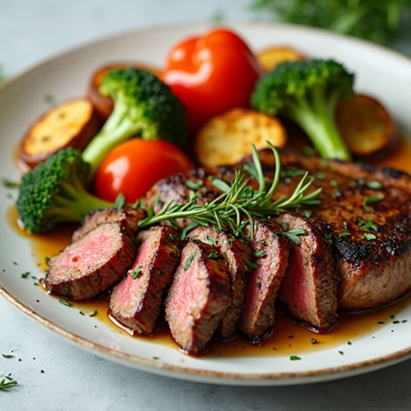 Garlic Herb Steak with Crispy Roasted Vegetables