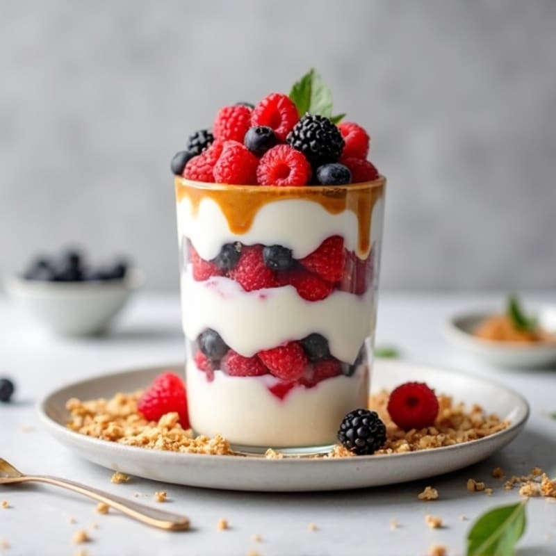 Greek Yogurt Parfait with Mixed Berries and Almond Butter