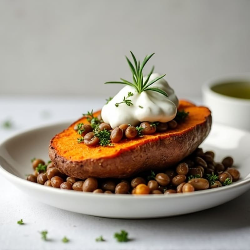 Herb-Roasted Sweet Potato with Greek Yogurt Topping