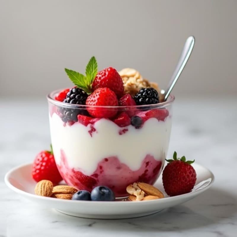 Creamy Greek Yogurt Parfait with Berries and Almonds
